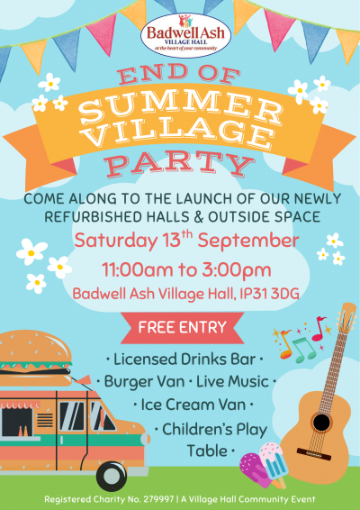 End of Summer Village Party Badwell Ash Village Hall