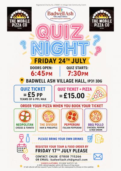Quiz Night Pizza 24th July2